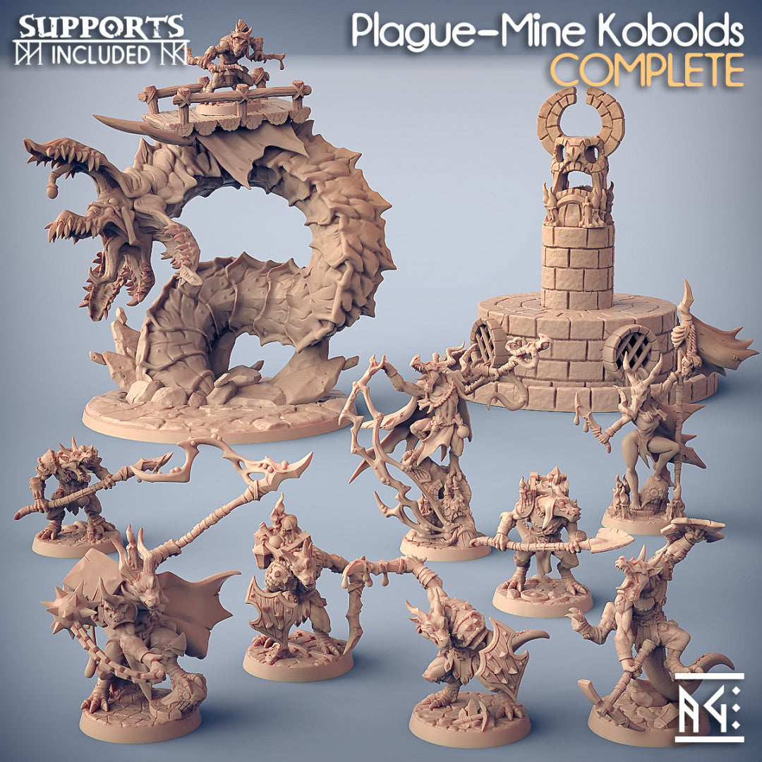 Plague-Mine Kobold Miniatures (Full Set) | Fantasy D&D Miniature | Artisan Guild