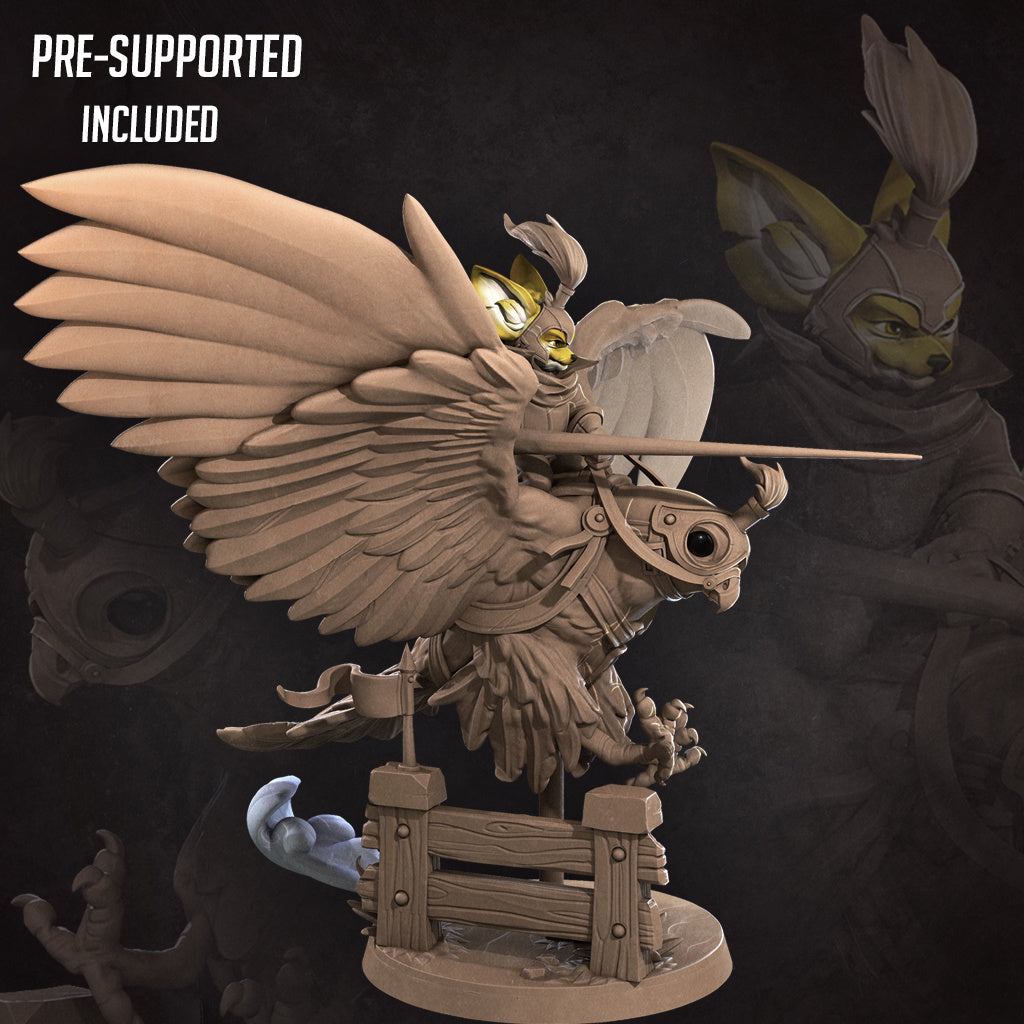 Kestrel Knight Rider | Foxfolk | Fantasy Miniature | Bite the Bullet