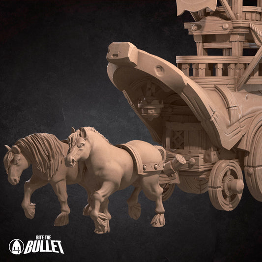 Yeti, Horse and Cart | Bullet Town Fishing Village | Fantasy Miniature | Bite the Bullet
