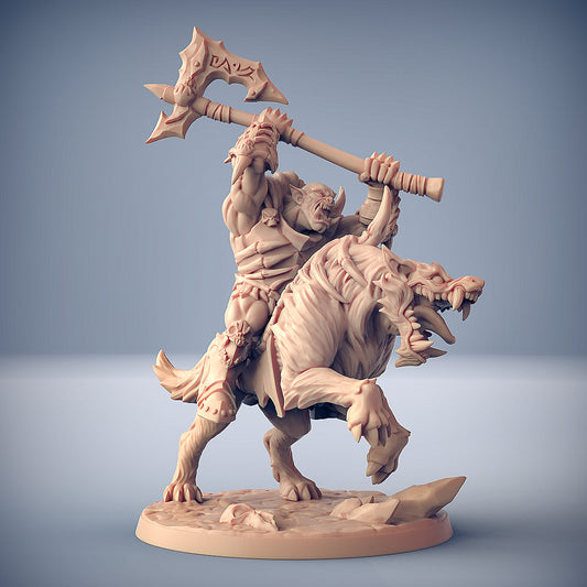 Frostmetal Worg Rider B | Frostmetal Clan | Fantasy D&D Miniature | Artisan Guild