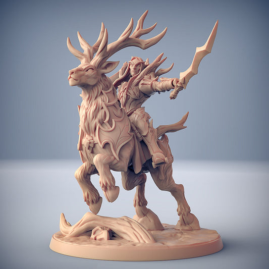 Sylvan Stag Rider B | Sylvan Knights | Fantasy D&D Miniature | Artisan Guild
