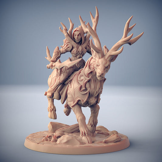Sylvan Stag Rider A | Sylvan Knights | Fantasy D&D Miniature | Artisan Guild